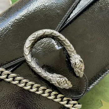 Gucci 795005 GG Dionysus malá ramenní taška černá lakovaná kůže