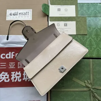 Gucci 795005 GG Dionysus malá kabelka přes rameno Světle šedá lakovaná kůže