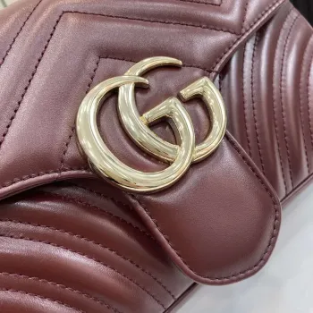Gucci 443497 GG Marmont Matelassé ramenní taška tmavě červená