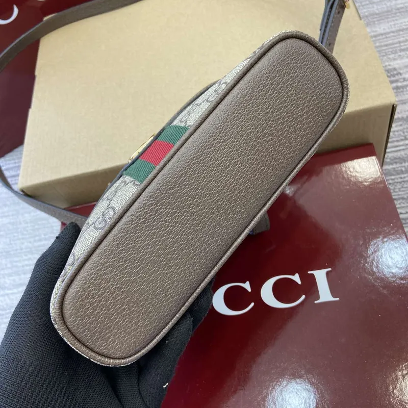 Gucci 816357 Ophidia Super Mini Kabelka přes rameno Hnědá