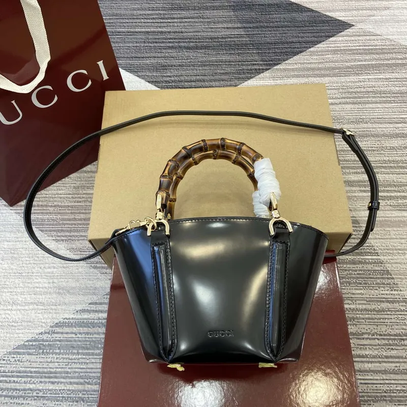 Gucci 805832 Mini Bamboo Top Handle Tote Bag Černá