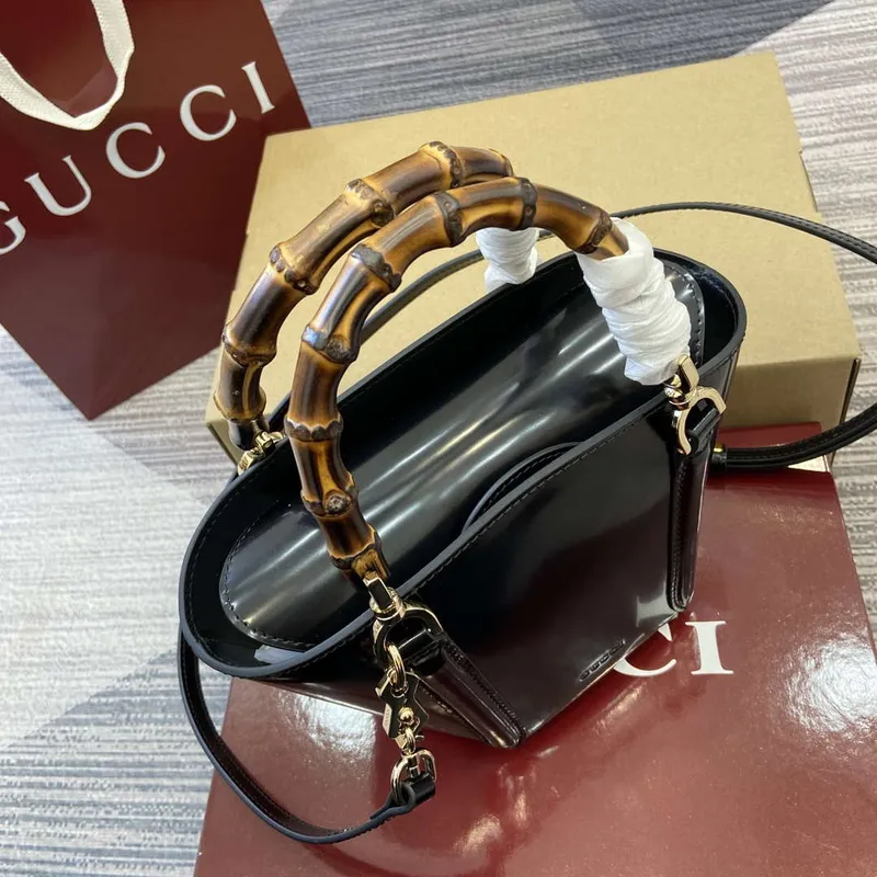 Gucci 805832 Mini Bamboo Top Handle Tote Bag Černá