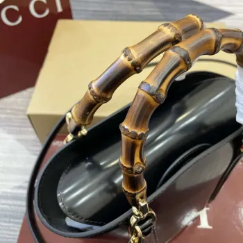 Gucci 805832 Mini Bamboo Top Handle Tote Bag Černá