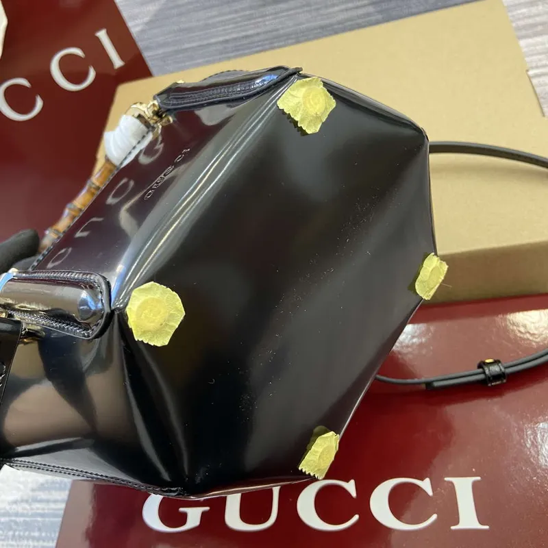 Gucci 805832 Mini Bamboo Top Handle Tote Bag Černá
