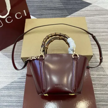 Gucci 805832 Mini Bamboo Top Handle Tote Bag vínově červená