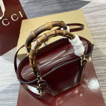 Gucci 805832 Mini Bamboo Top Handle Tote Bag vínově červená