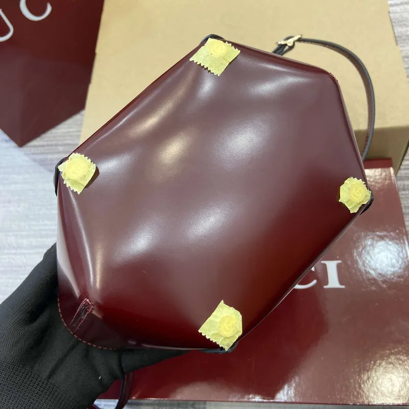 Gucci 805832 Mini Bamboo Top Handle Tote Bag vínově červená