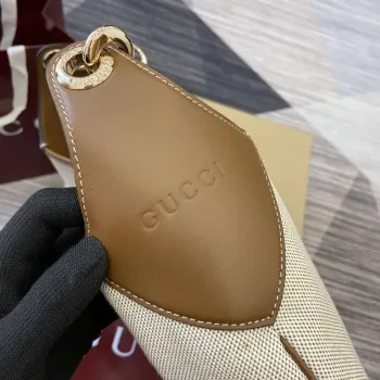 Gucci 815924 Gucci B Střední Kabelka přes rameno Přírodní bavlněný lněný plátno Hnědá