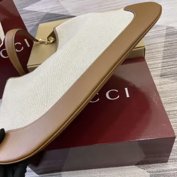 Gucci 815924 Gucci B Střední Kabelka přes rameno Přírodní bavlněný lněný plátno Hnědá
