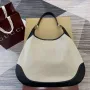 Gucci 815924 Gucci B Medium Shoulder Bag Přírodní bavlněný lněný plátno Černá