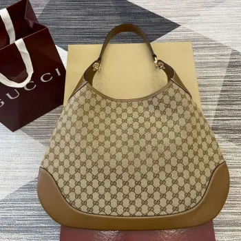 Gucci 815924 Gucci B Střední Kabelka přes rameno Hnědý kožený lem