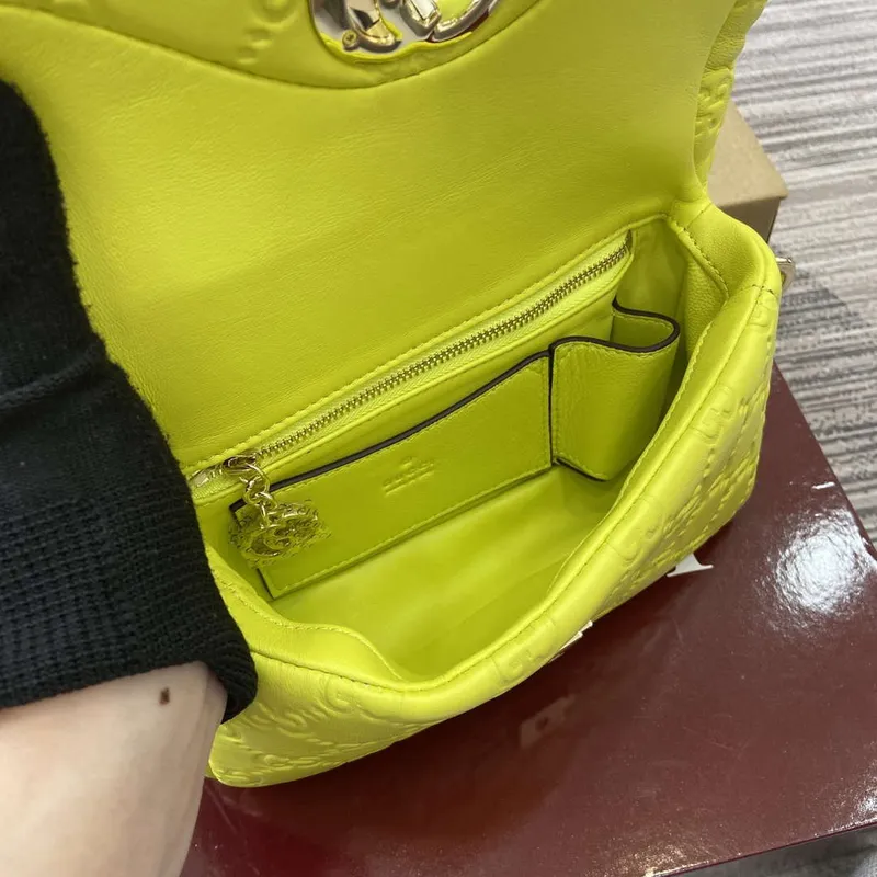 Gucci 806017 GG Milano Mini Top Handle Bag smaragdově zelená GG nadýchaná kůže