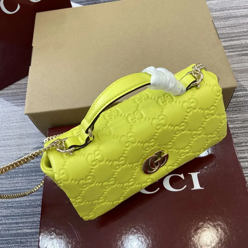 Gucci 806017 GG Milano Mini Top Handle Bag smaragdově zelená GG nadýchaná kůže