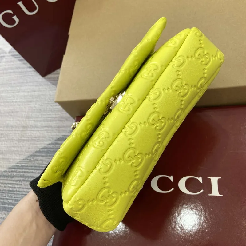 Gucci 806017 GG Milano Mini Top Handle Bag smaragdově zelená GG nadýchaná kůže