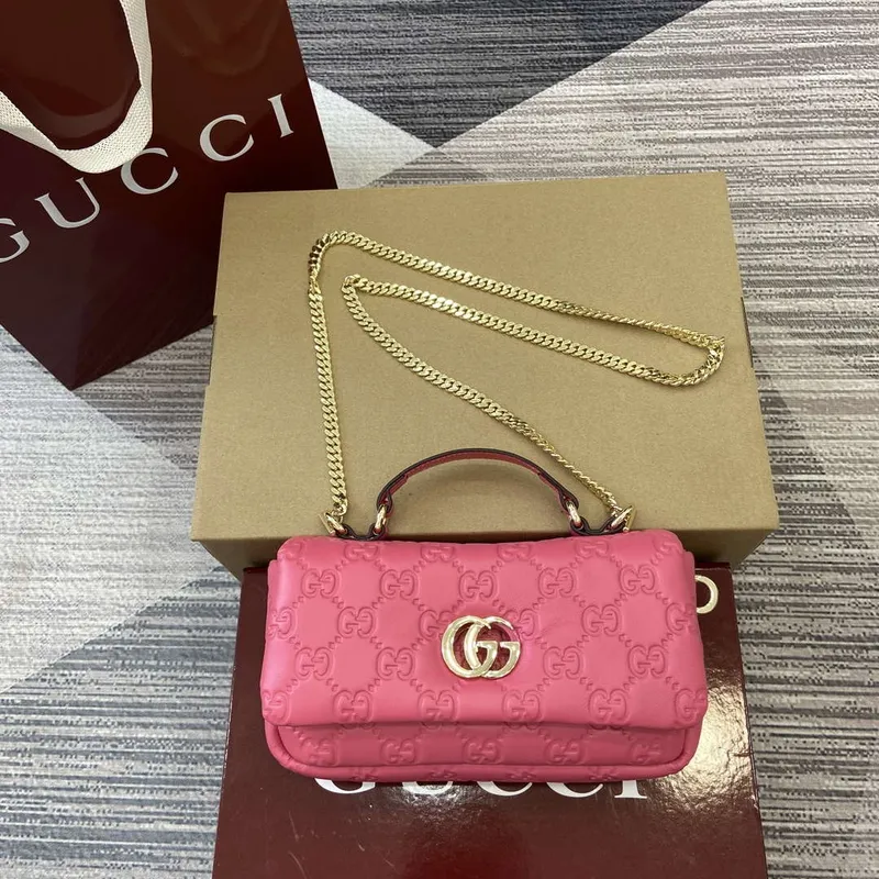 Gucci 806017 GG Milano Mini Top Handle Bag Růžová GG puffy kůže