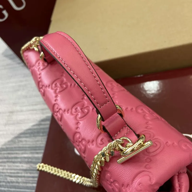 Gucci 806017 GG Milano Mini Top Handle Bag Růžová GG puffy kůže