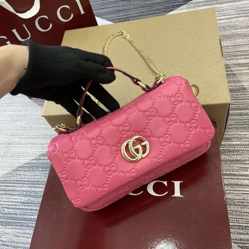 Gucci 806017 GG Milano Mini Top Handle Bag Růžová GG puffy kůže