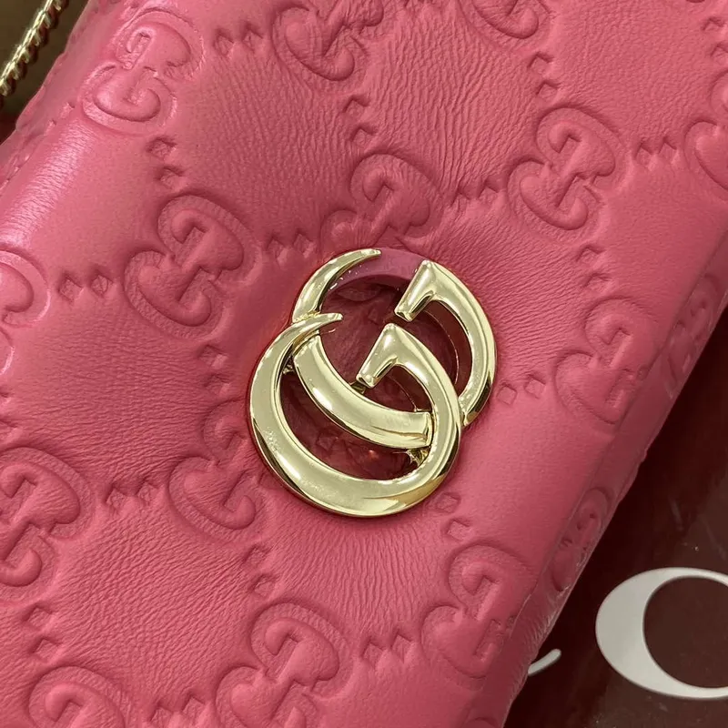 Gucci 806017 GG Milano Mini Top Handle Bag Růžová GG puffy kůže