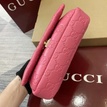 Gucci 806017 GG Milano Mini Top Handle Bag Růžová GG puffy kůže