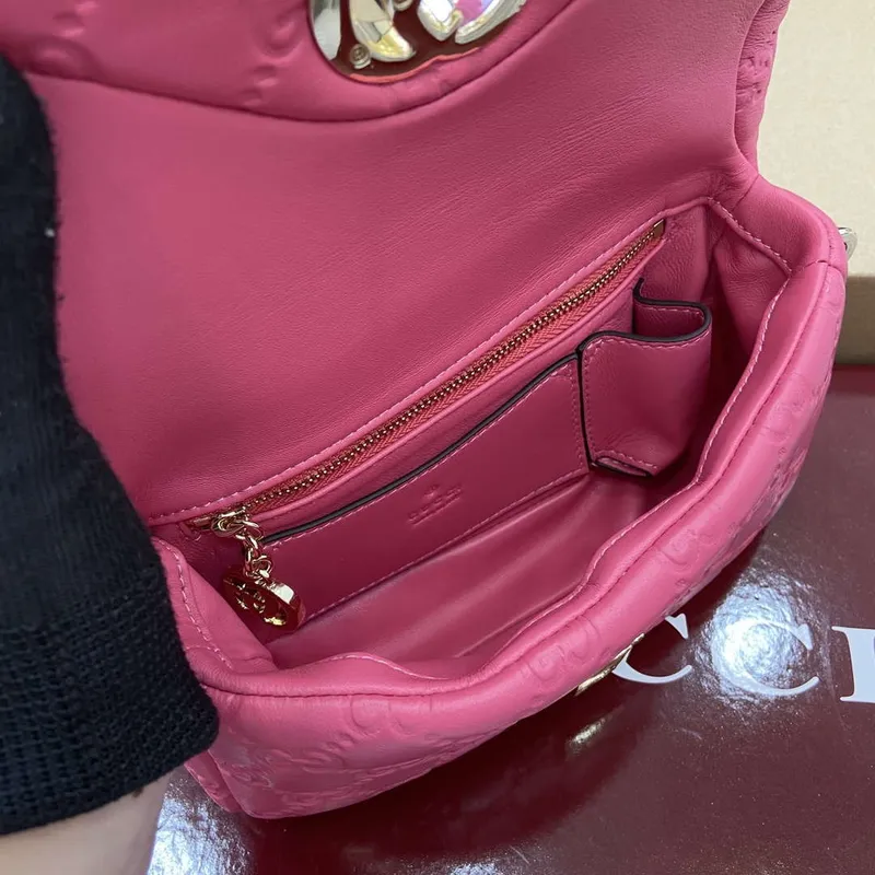 Gucci 806017 GG Milano Mini Top Handle Bag Růžová GG puffy kůže