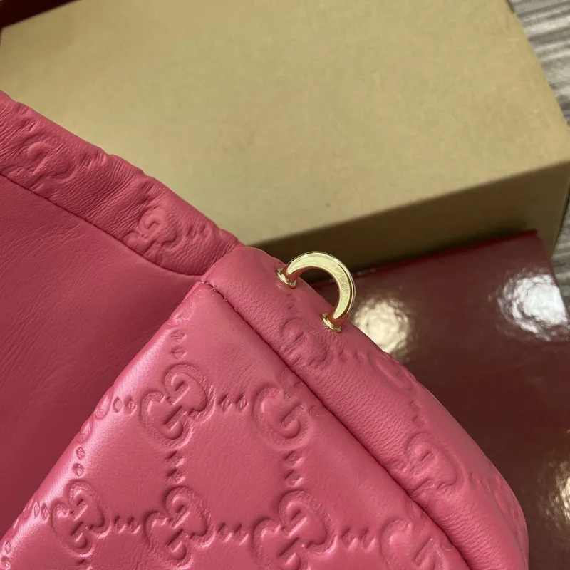 Gucci 806017 GG Milano Mini Top Handle Bag Růžová GG puffy kůže