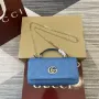 Gucci 806017 GG Milano Mini Top Handle Bag Modrá GG nadýchaná kůže