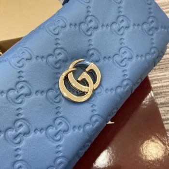 Gucci 806017 GG Milano Mini Top Handle Bag Modrá GG nadýchaná kůže