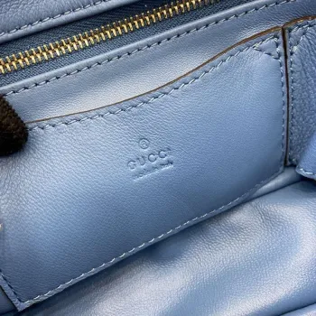 Gucci 806017 GG Milano Mini Top Handle Bag Modrá GG nadýchaná kůže