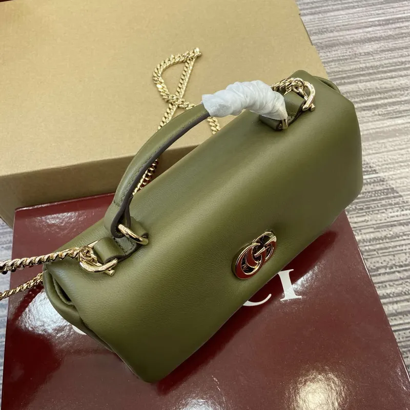 Gucci 806017 GG Milano Mini Top Handle Bag Zelená nadýchaná kůže