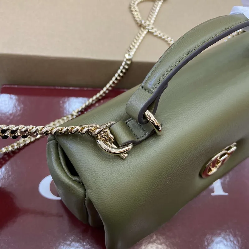 Gucci 806017 GG Milano Mini Top Handle Bag Zelená nadýchaná kůže
