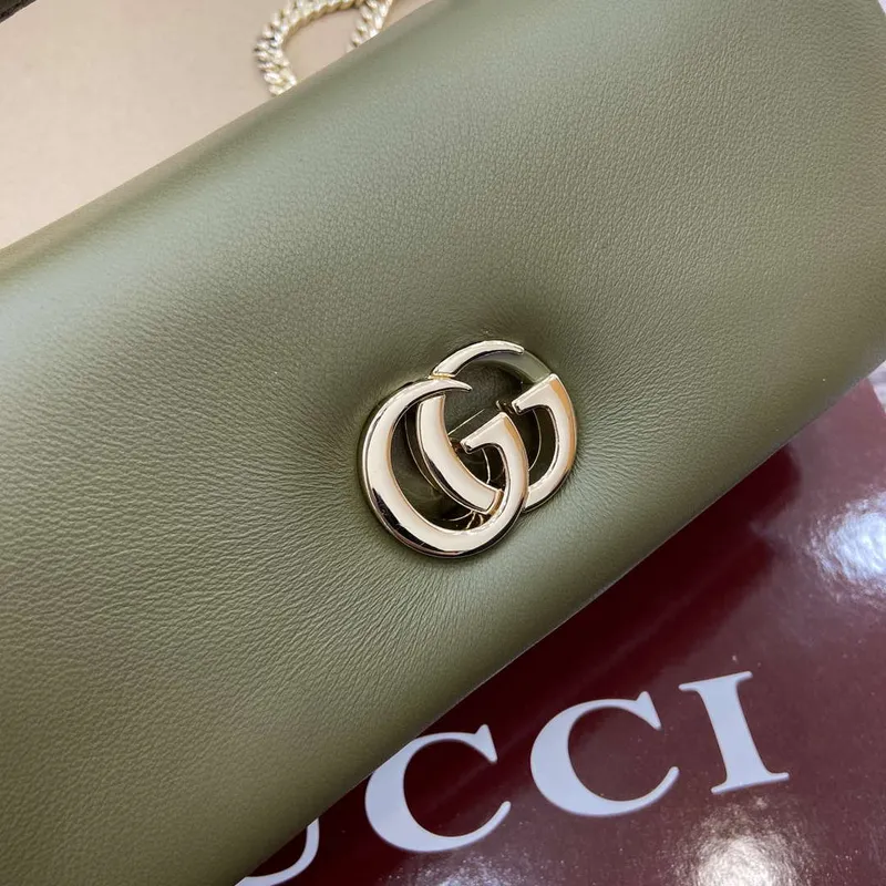 Gucci 806017 GG Milano Mini Top Handle Bag Zelená nadýchaná kůže