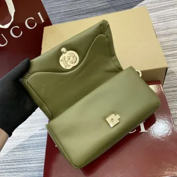 Gucci 806017 GG Milano Mini Top Handle Bag Zelená nadýchaná kůže