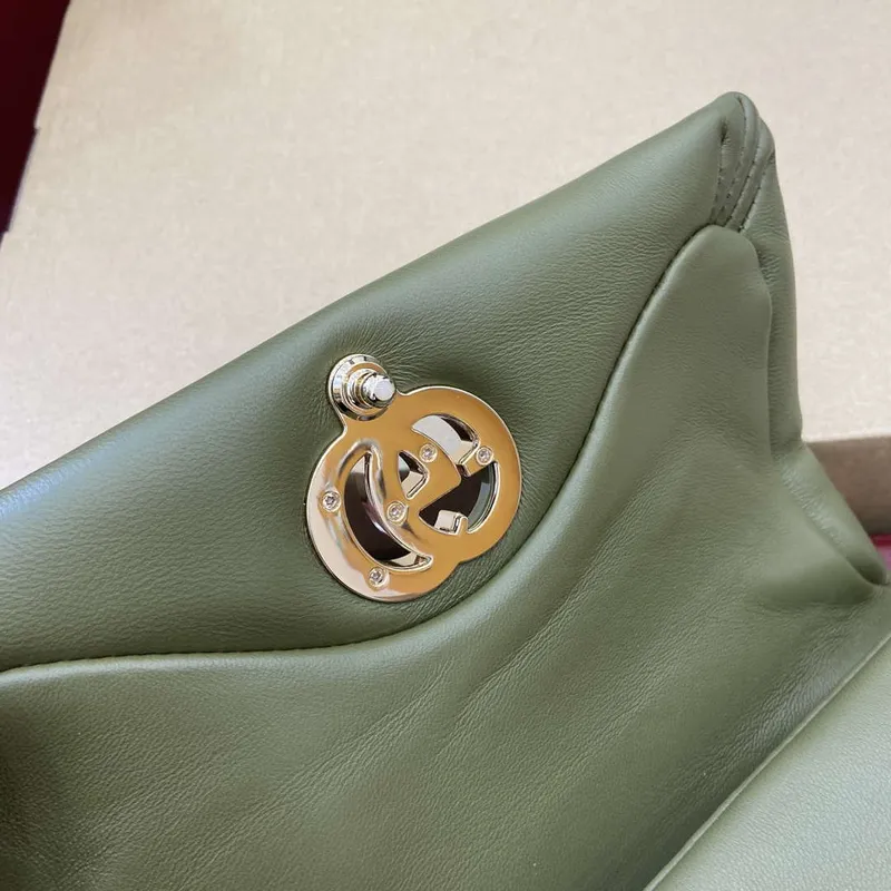 Gucci 806017 GG Milano Mini Top Handle Bag Zelená nadýchaná kůže
