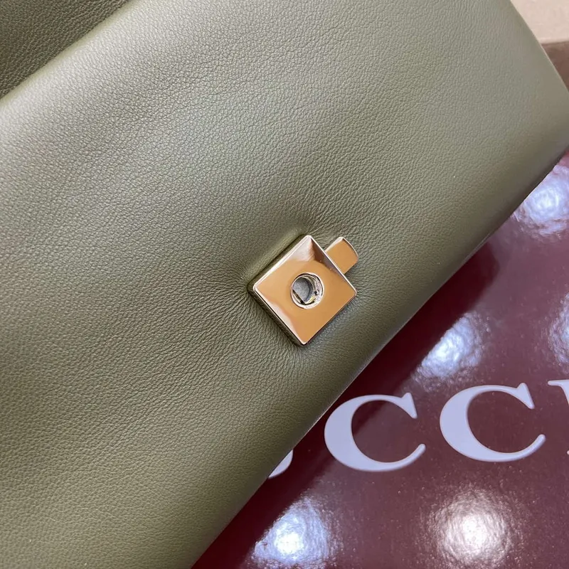 Gucci 806017 GG Milano Mini Top Handle Bag Zelená nadýchaná kůže