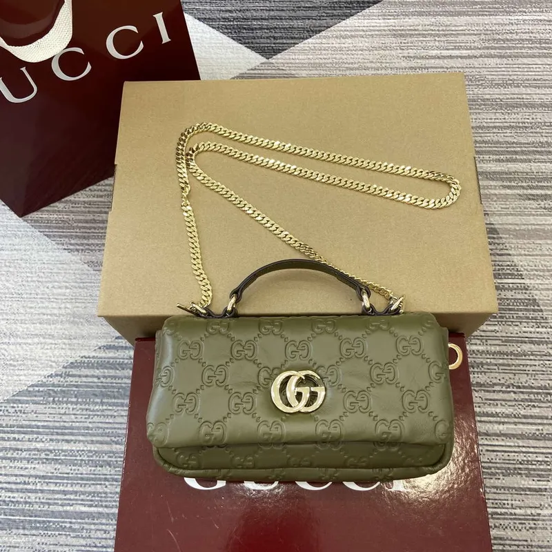Gucci 806017 GG Milano Mini Top Handle Bag Zelená GG měkká kůže