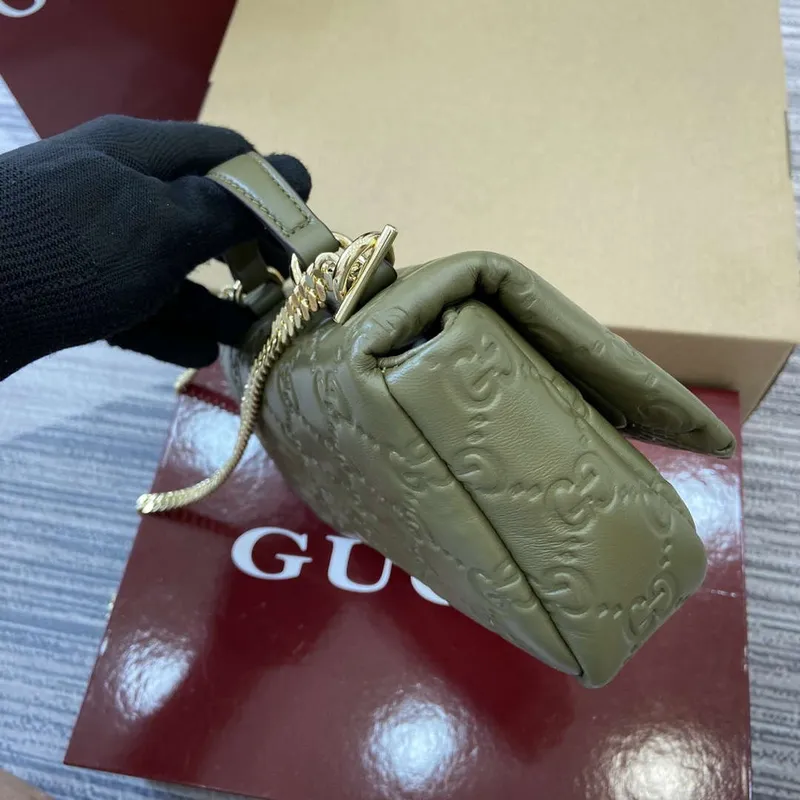 Gucci 806017 GG Milano Mini Top Handle Bag Zelená GG měkká kůže