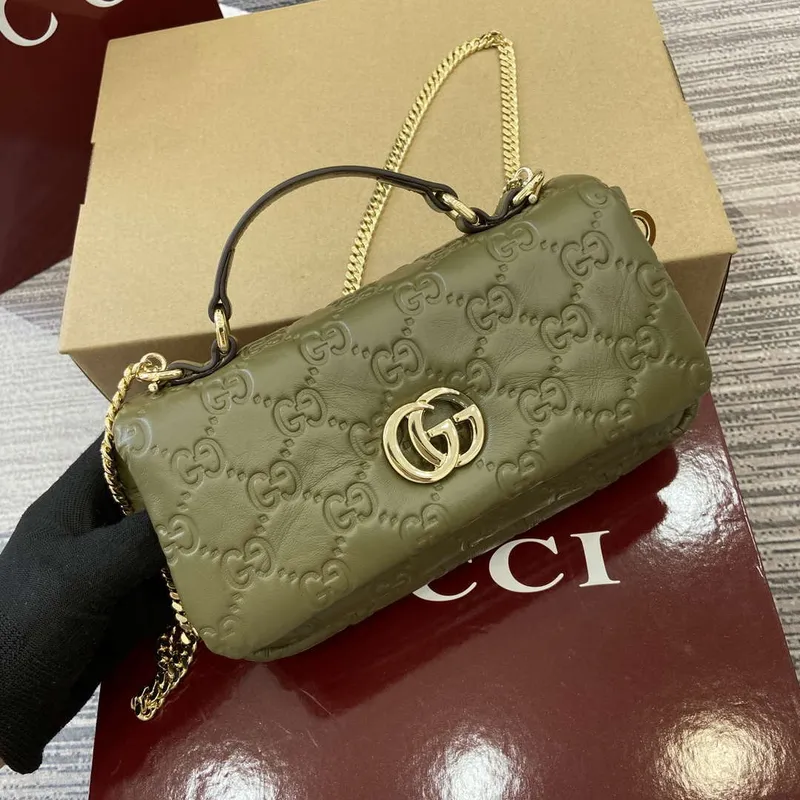 Gucci 806017 GG Milano Mini Top Handle Bag Zelená GG měkká kůže