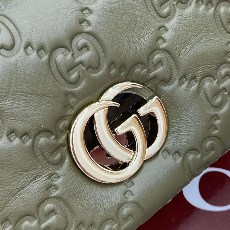 Gucci 806017 GG Milano Mini Top Handle Bag Zelená GG měkká kůže