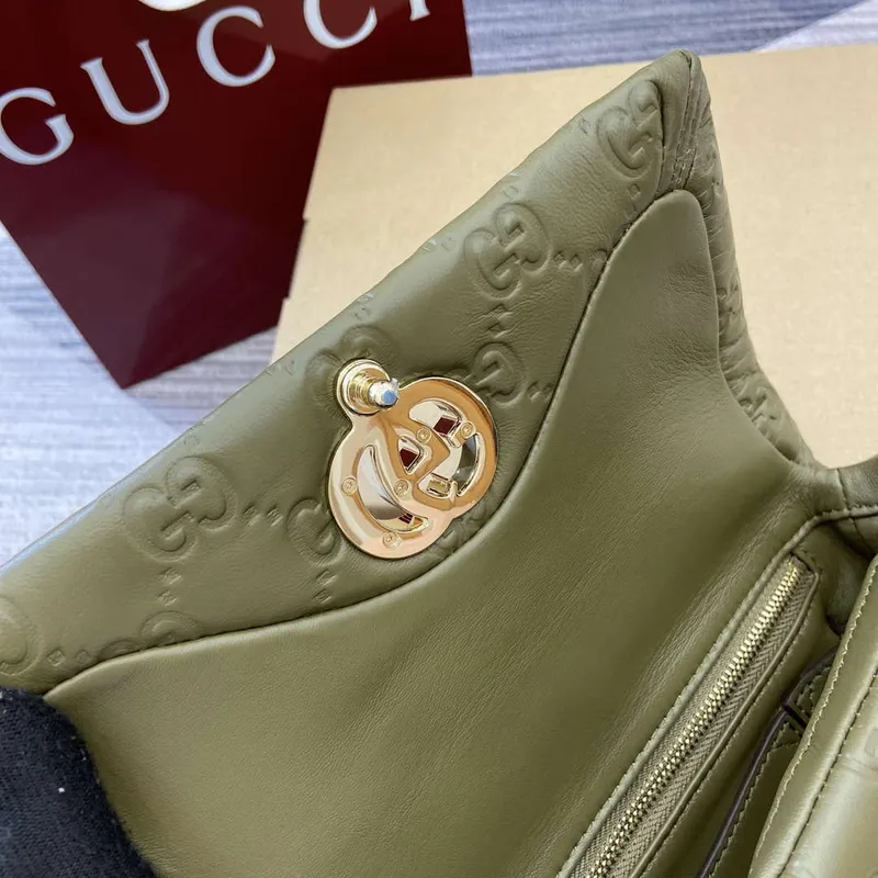 Gucci 806017 GG Milano Mini Top Handle Bag Zelená GG měkká kůže
