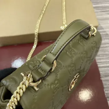 Gucci 806017 GG Milano Mini Top Handle Bag Zelená GG měkká kůže