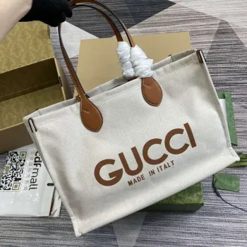 Gucci 772176 Střední taška přes rameno s potiskem Gucci Světle hnědé kožené detaily