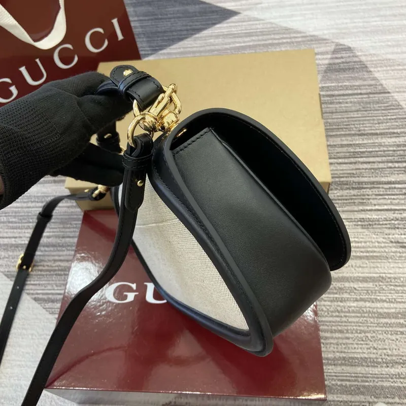 Gucci 815714 Gucci Blondie Malá Taška s Krátkým Uchem Černý kožený lem