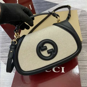Gucci 815714 Gucci Blondie Malá Taška s Krátkým Uchem Černý kožený lem