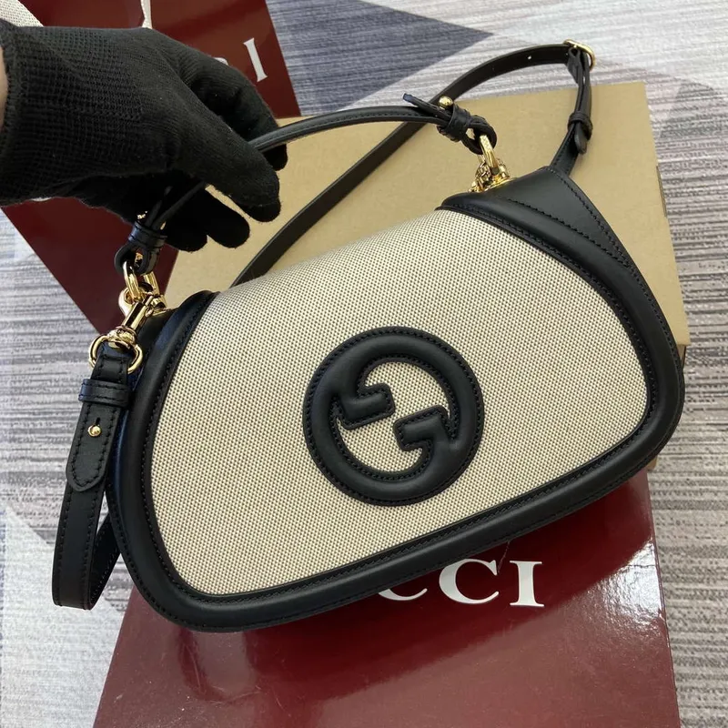 Gucci 815714 Gucci Blondie Malá Taška s Krátkým Uchem Černý kožený lem