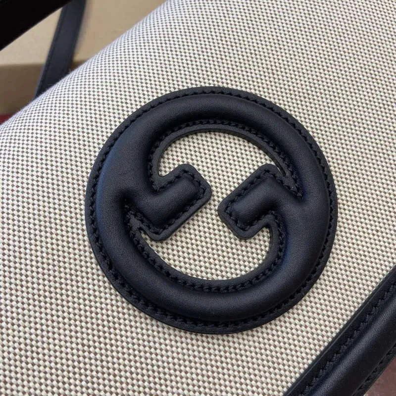 Gucci 815714 Gucci Blondie Malá Taška s Krátkým Uchem Černý kožený lem