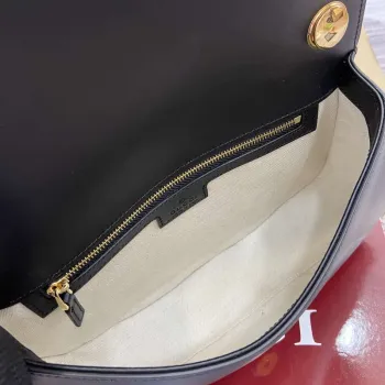 Gucci 815714 Gucci Blondie Malá Taška s Krátkým Uchem Černý kožený lem