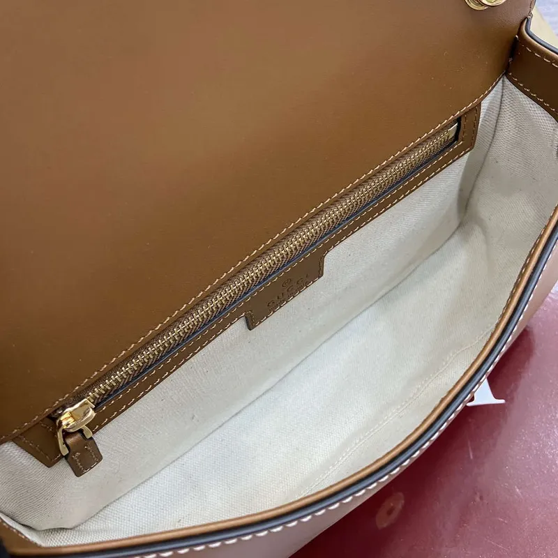 Gucci 815714 Gucci Blondie Malá kabelka s horním uchopem Béžová bavlněná lněná plátno