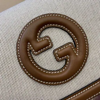 Gucci 815714 Gucci Blondie Malá kabelka s horním uchopem Béžová bavlněná lněná plátno