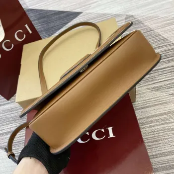 Gucci 815714 Gucci Blondie Malá kabelka s horním uchopem Béžová bavlněná lněná plátno