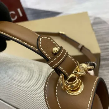 Gucci 815714 Gucci Blondie Malá kabelka s horním uchopem Béžová bavlněná lněná plátno